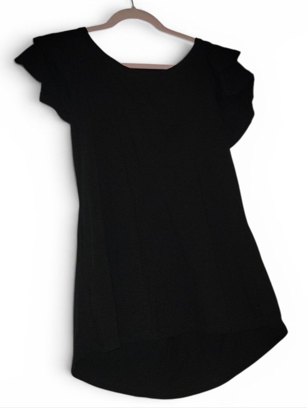 Time and Tru Black Ruffle Sleeve Tunic Top